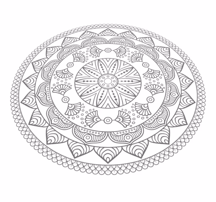 Geometrisk grå triangelmönster mandala matta - Tenstickers
