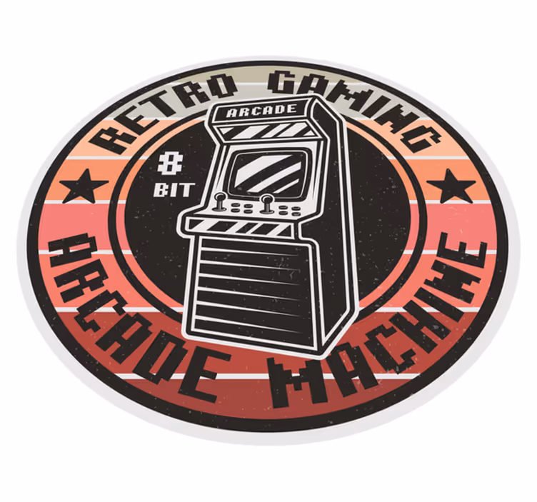 Retro arcade gaming circle vinylmatta ungdom - Tenstickers