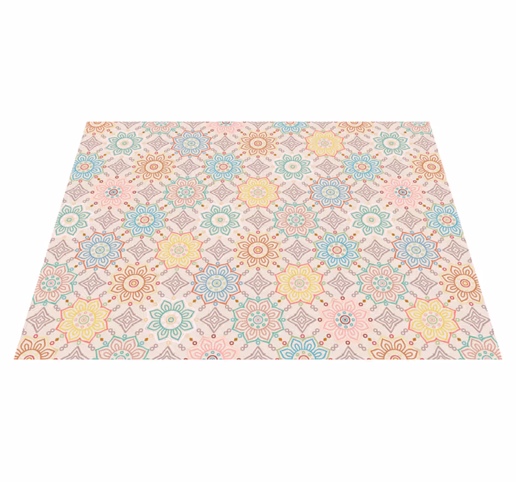 Geometrisk mandala mönster vinylmatta blommor och växter - Tenstickers