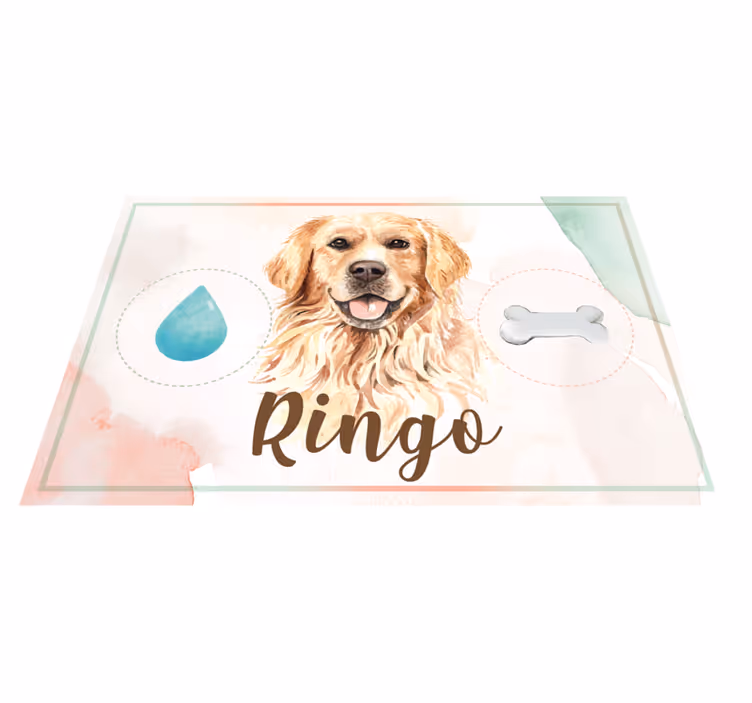 Golden retriever vatten och matdjur matta - Tenstickers