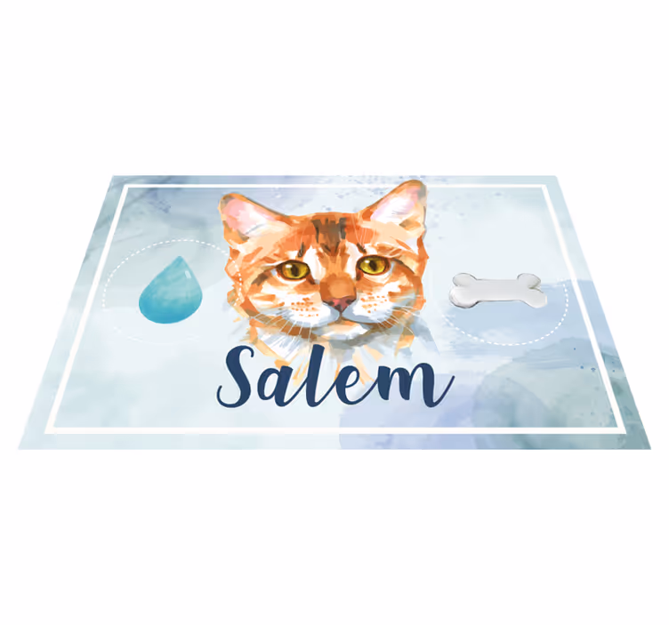 Akvarell katt med namn djur matta - Tenstickers