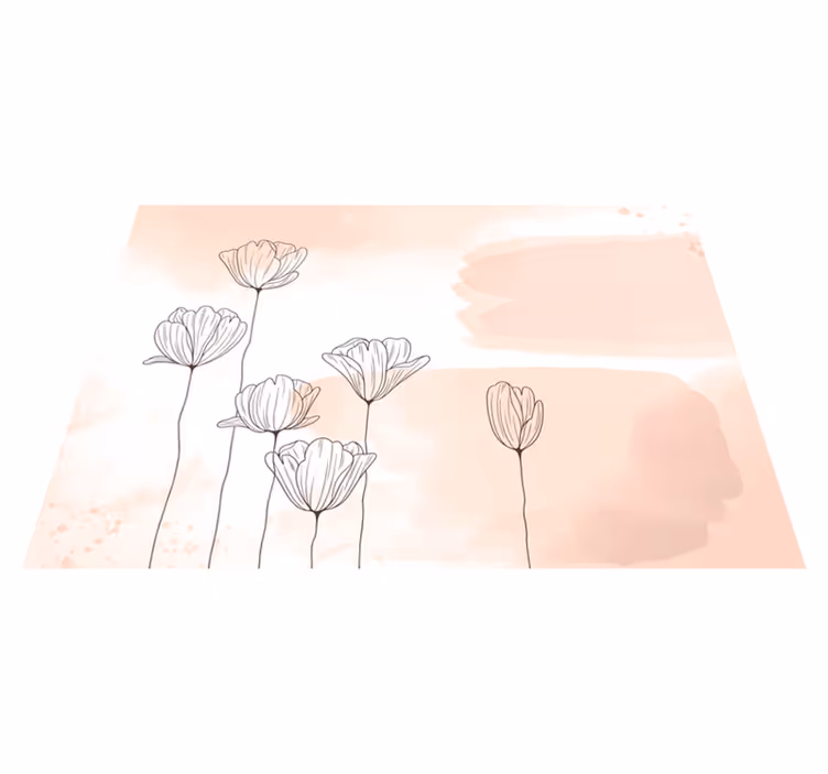 Flowers line vinyl blommig matta - Tenstickers