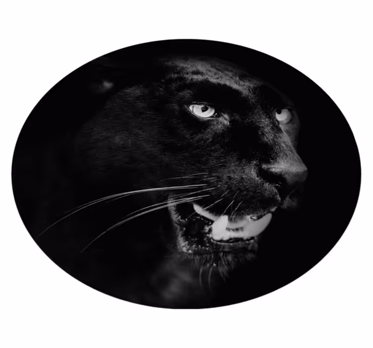 Svart panter porträtt djur matta - Tenstickers