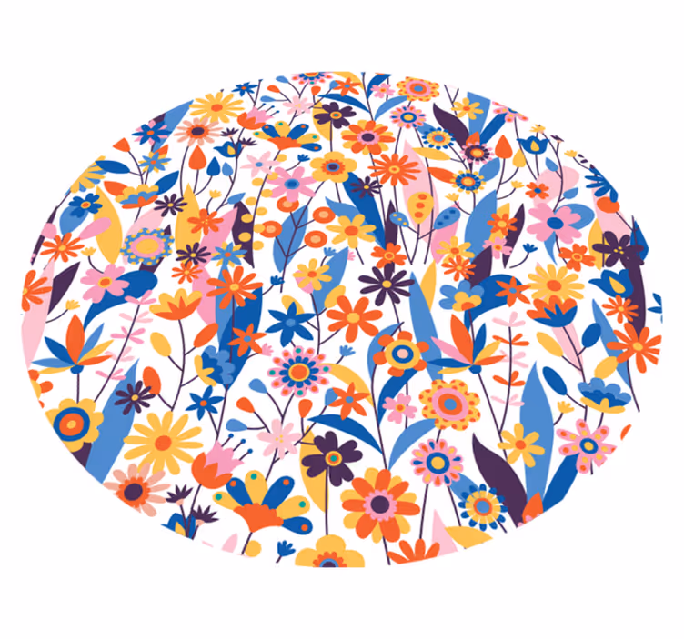 Mångfärgade blommor Vinylmatta natur - Tenstickers