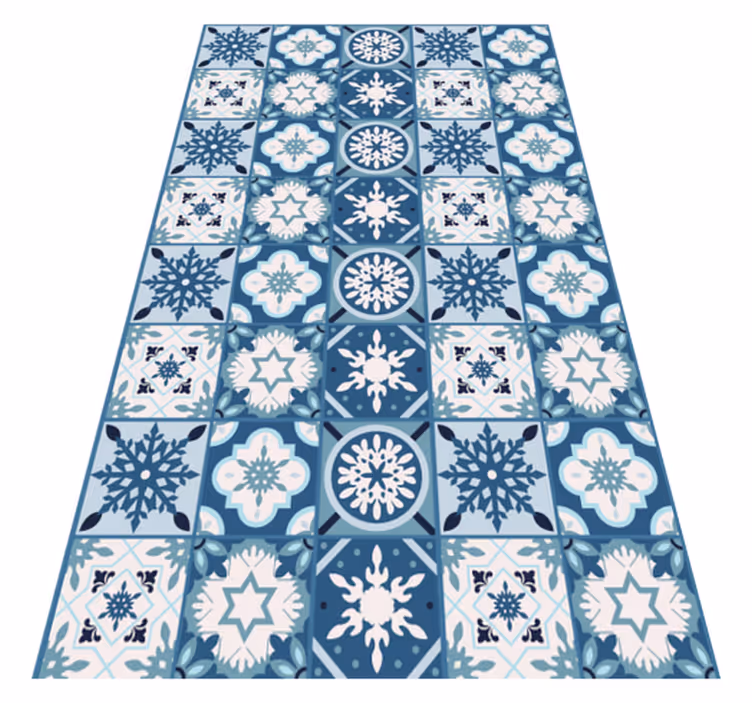 Blå snöflinga kakel Vinylmatta Jul - Tenstickers