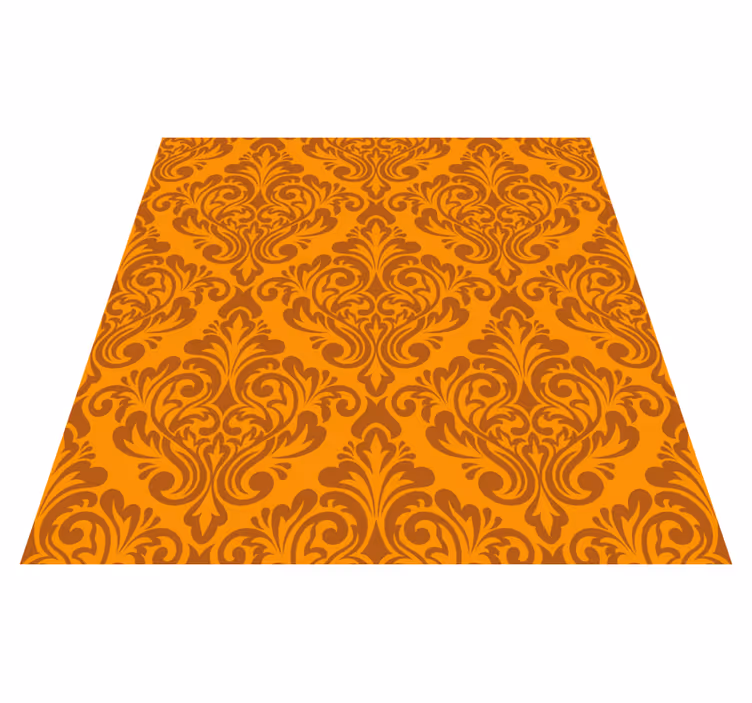 Vintage damast Vinylmatta Orange - Tenstickers