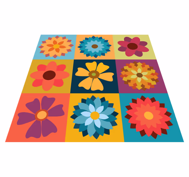 Multicolor hippie blommor Vinylmatta kakeleffekt - Tenstickers