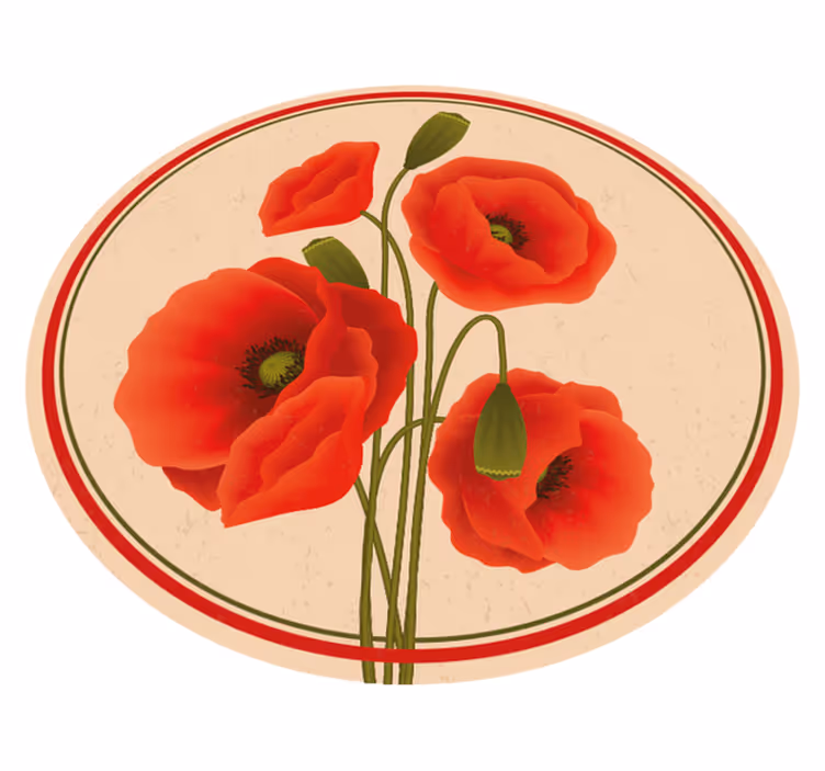 Röda vallmo vinylmatta blommor och växter - Tenstickers