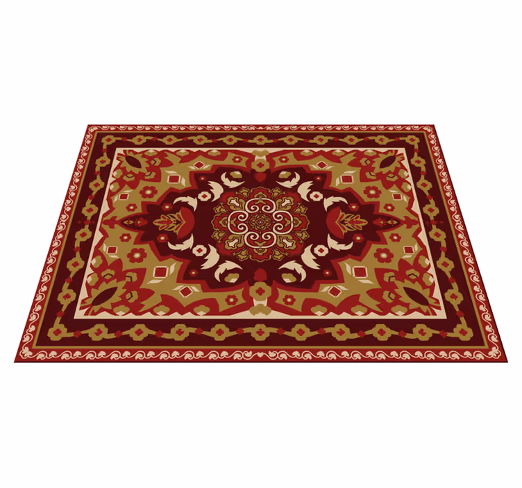 Blommig geometrisk vintage design Vinylmatta Matsal - Tenstickers