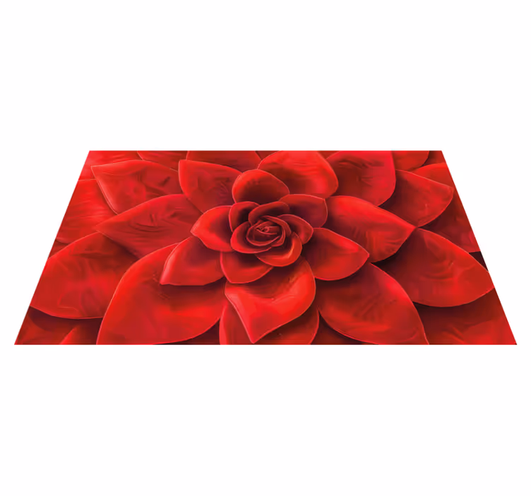 Blomblad design Vinylmatta Röd - Tenstickers