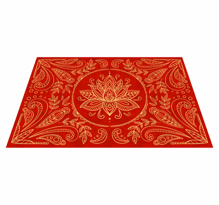 Vintage mandala design Vinylmatta Röd - Tenstickers