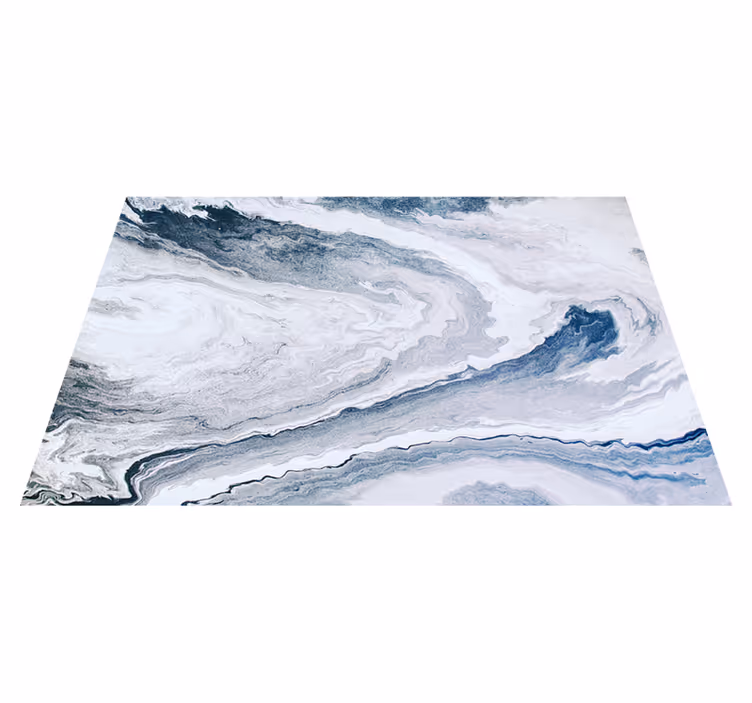 Minimalistisk blå och grå vinylmatta i marmor - Tenstickers