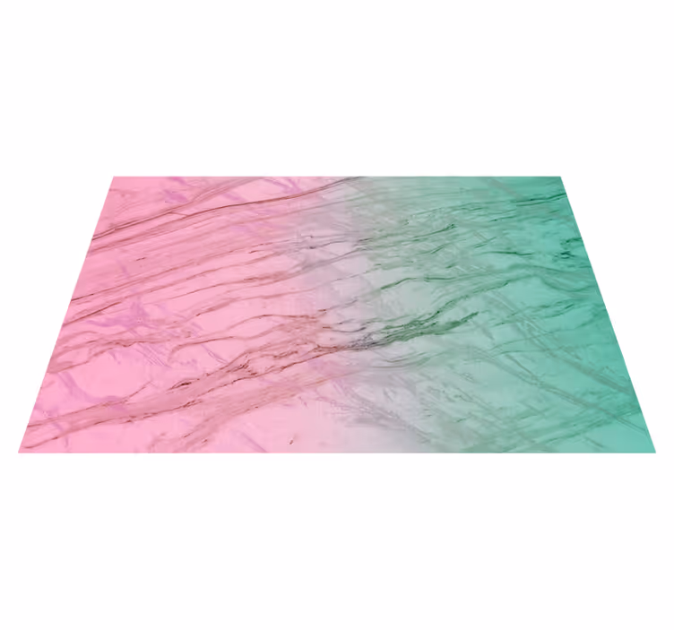 Rosa och grön pastellfärg vinylmatta i marmor - Tenstickers