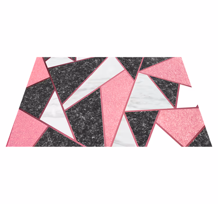 Rosa och grå geometriska former vinylmatta i marmor - Tenstickers