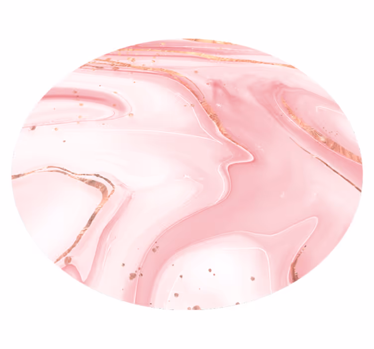 Runda rosa och vita färger vinylmatta i marmor - Tenstickers