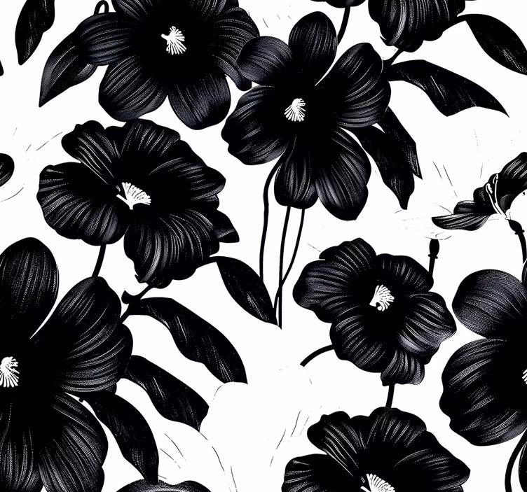Tapet blommor svart vallmo - Tenstickers