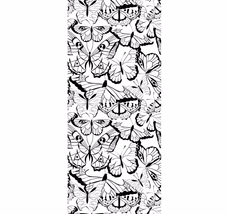 Elegant svartvitt motiv Tapet fjärilar - Tenstickers