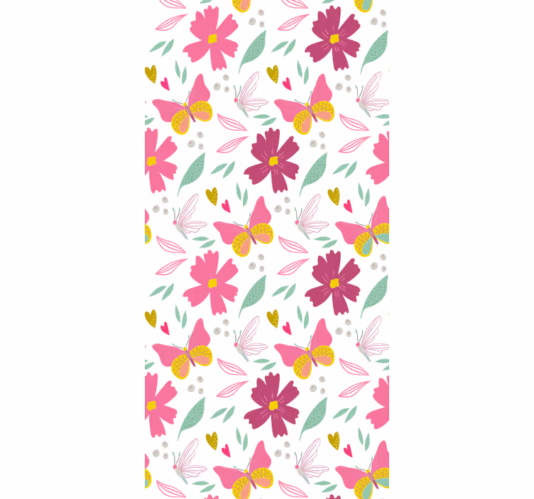 Färgglada blommönster Tapet fjärilar - Tenstickers