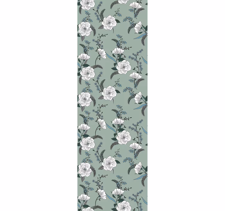 Elegant blomgrönt motiv Tapet blommor - Tenstickers