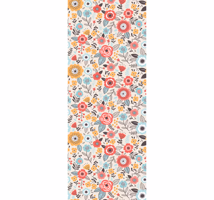 Färgglad blommig design Tapet blommor - Tenstickers