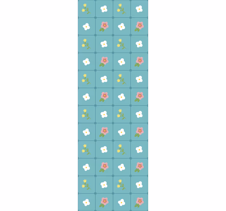 Blommande blå motiv Tapet plattor - Tenstickers