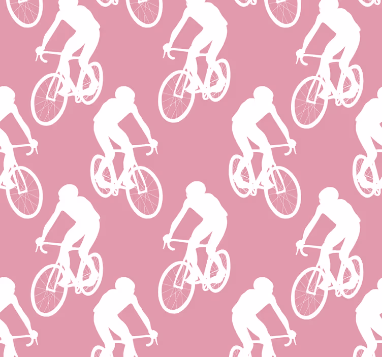 Vita cyklister mönster Rosa tapet - Tenstickers
