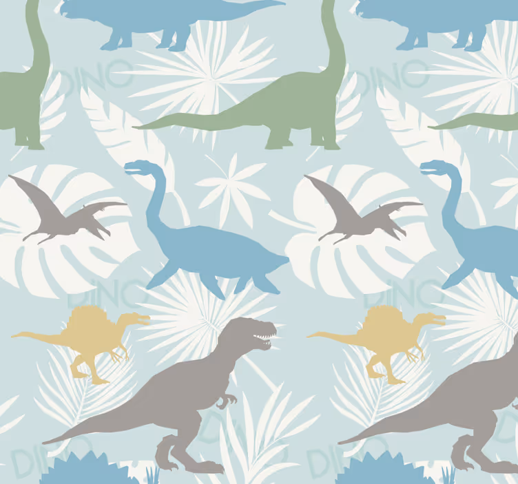 Pastellfärgmönster dinosaurie tapet - Tenstickers