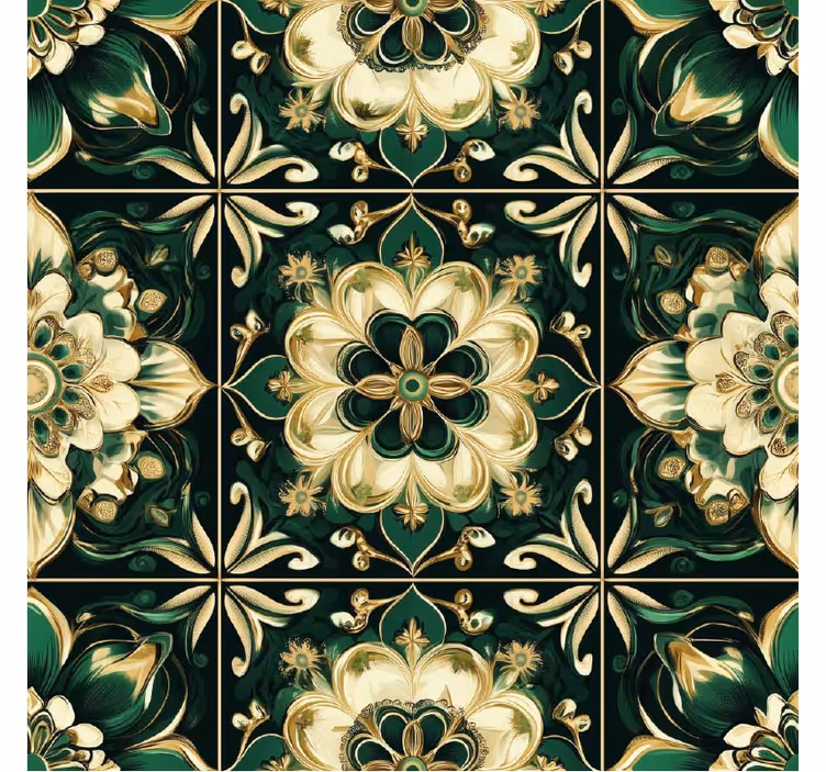 Botaniska mosaikplattor tapet kök - Tenstickers