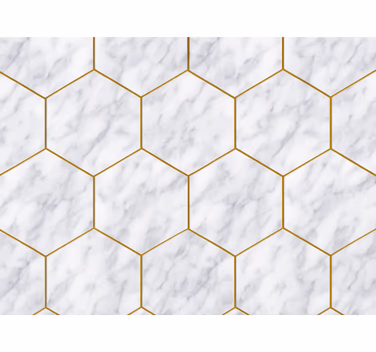 Hexagonal marmorplatta fondtapet vardagsrum - Tenstickers