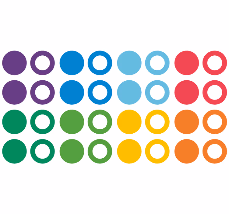 Tapet geometriska former regnbågens färger cirklar - Tenstickers