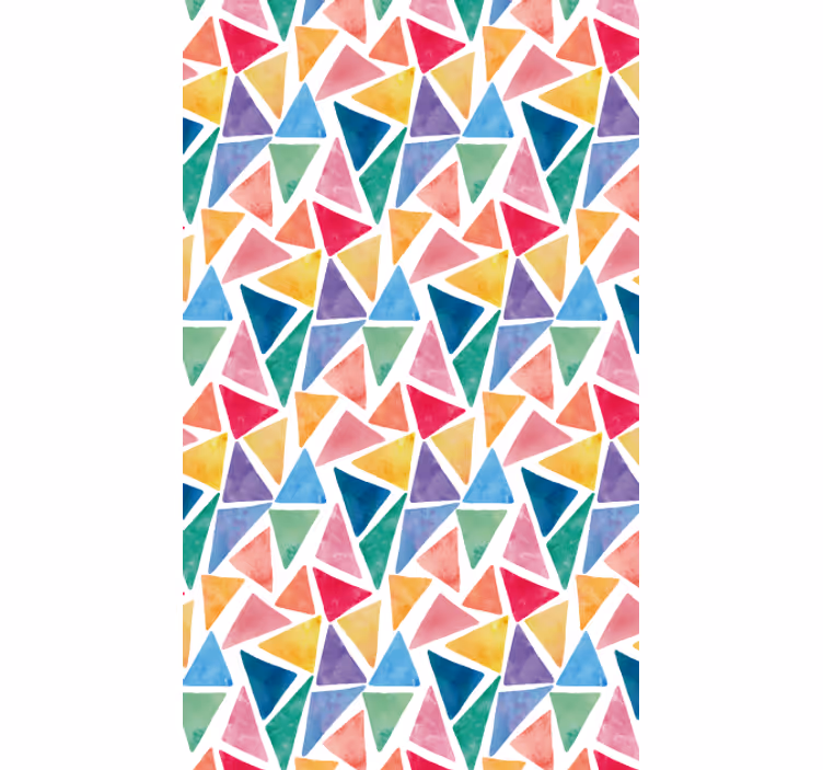 Tapet geometriska former glada färgglada trianglar - Tenstickers