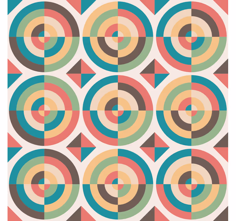 Tapet geometriska former retro abstrakta former - Tenstickers