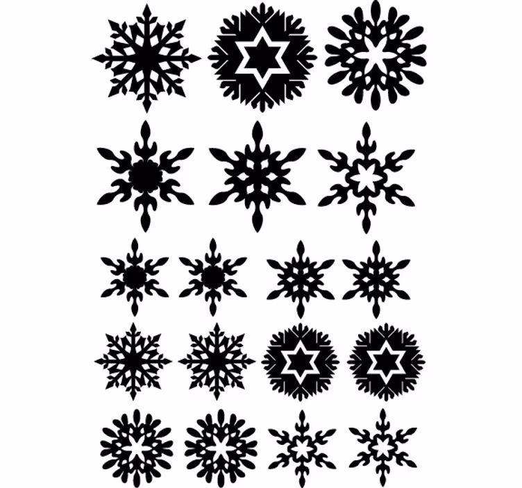 Tapet jul svarta snöflingor - Tenstickers