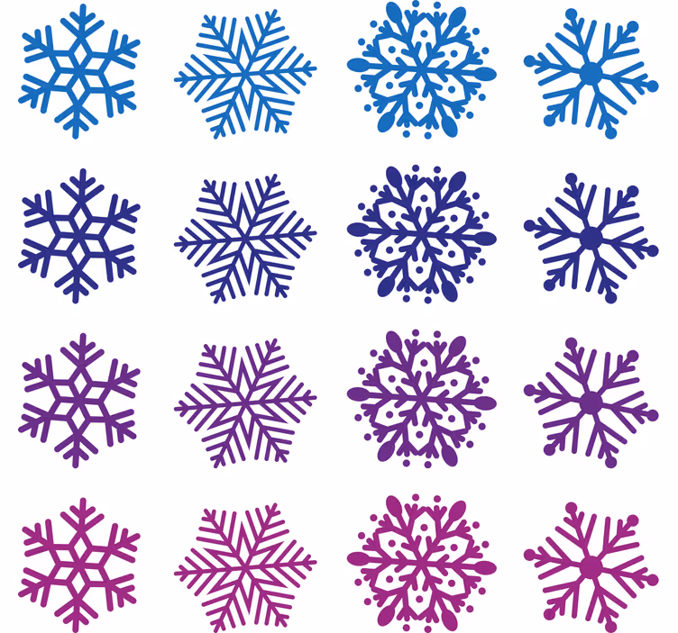 Tapet jul lila och blå snöflingor - Tenstickers