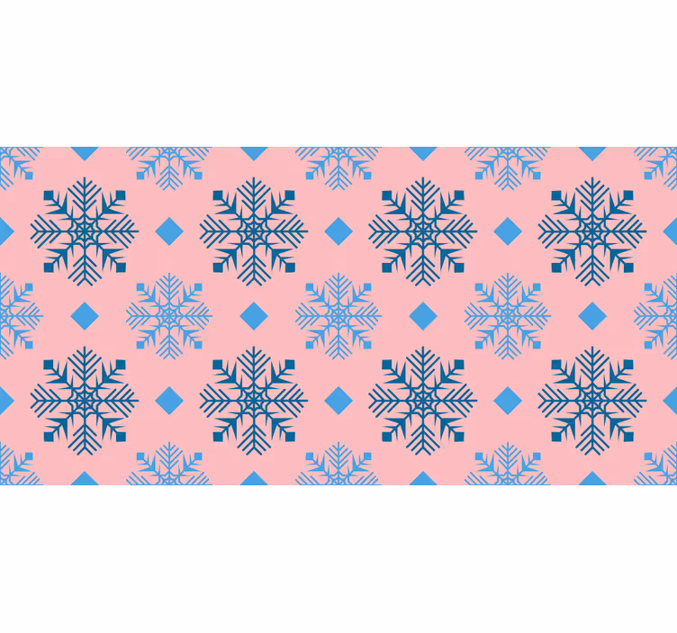 Tapet jul rosa och blå snöflingor mönster - Tenstickers