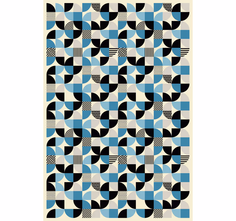 Tapet prydnadsföremål retro blå bauhaus mönster - Tenstickers
