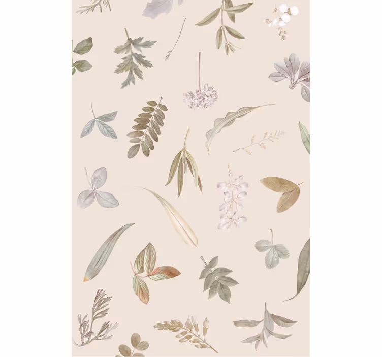 Tapet blad med blommönster overlay - Tenstickers