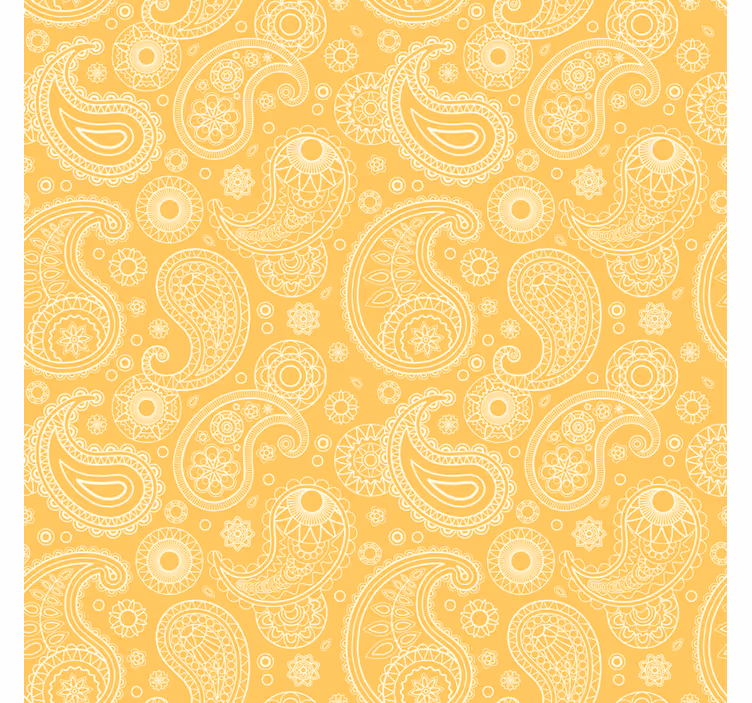 Fondtapet vardagsrum arabisk gul paisley - Tenstickers