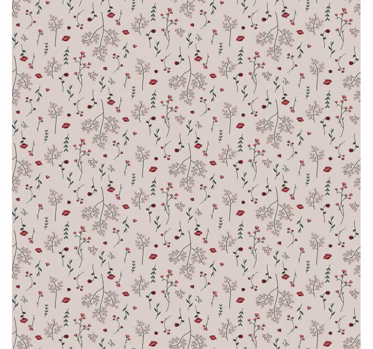 Tapet texturer och mönster minimalistiskt röd blommönster - Tenstickers