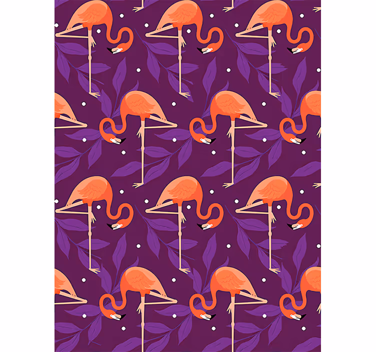 Tapet fåglar rosa tropiska flamingos - Tenstickers