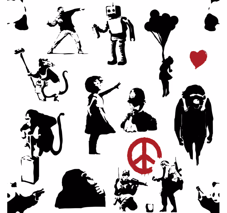 Lekfulla karaktärsmönster tapet sovrum - Tenstickers