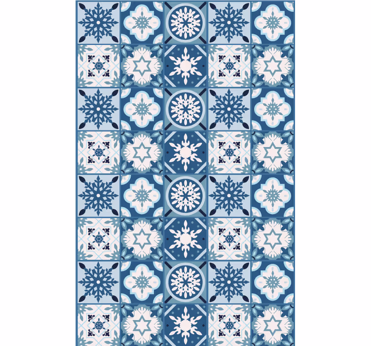 Tapet jul blå snöflingor plattor - Tenstickers