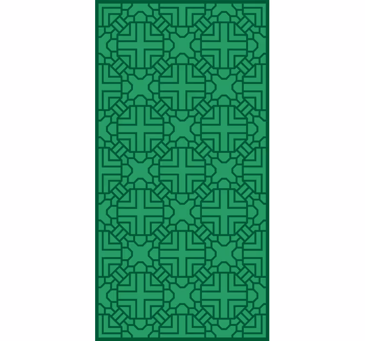 Tapet korridor geometrisk grön mönster - Tenstickers