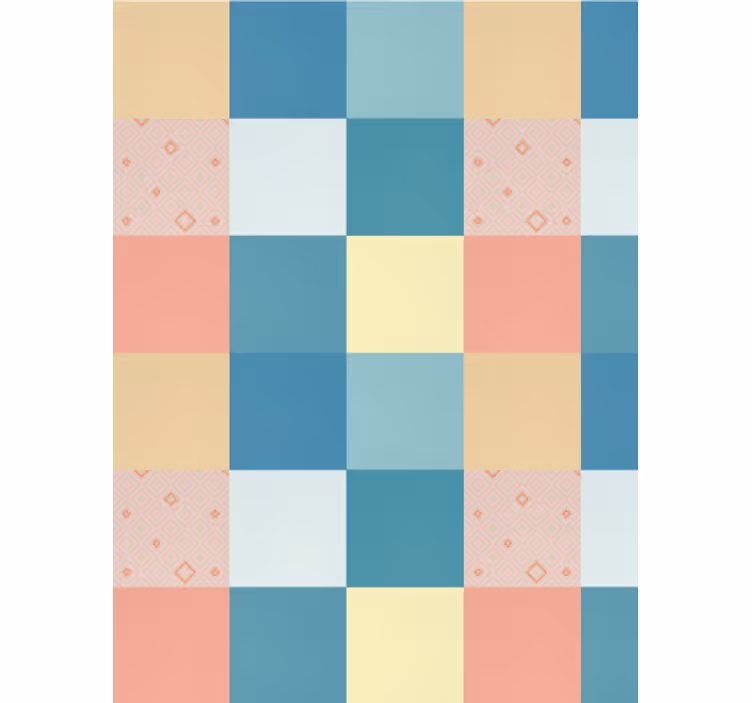 Tapet matsal patchwork färgglad retro mönster - Tenstickers