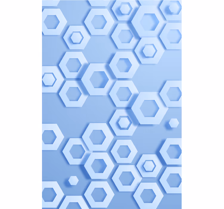 Tapet geometriska former hexagonalt blått mönster - Tenstickers