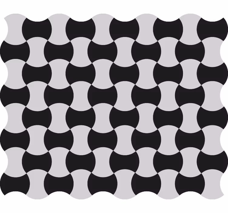 Tapet geometriska former svart och vit kurvor - Tenstickers