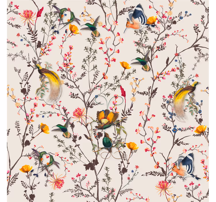 Tapet natur med naturalistiskt blommönster - Tenstickers