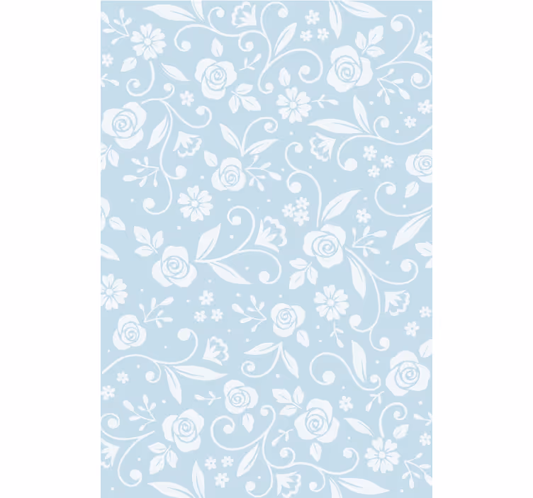 Tapet natur blå blomst ornament - Tenstickers