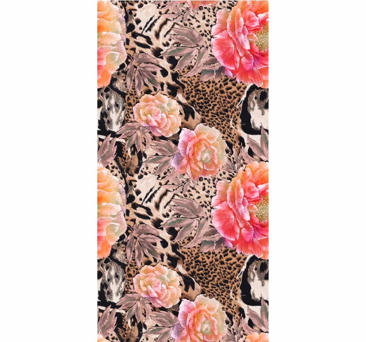 Tapet natur med blommig leopardmönster - Tenstickers