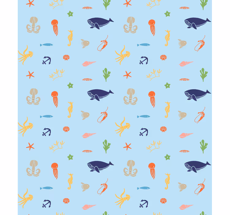 Barn tapet minimalistiska havsdjur - Tenstickers